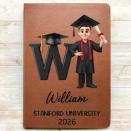 Gift For Boyfriend,Gift For Girlfriend,Gift For Yourself,Gift For Men,Gift For Women,Gift For Son,Gift For Sibling,Gift For Sisters,Gift For Brothers,Gift For Bestie,Graduation,Happy,Vector - Congrats Graduate With Alphabet - Personalized Leather Journal