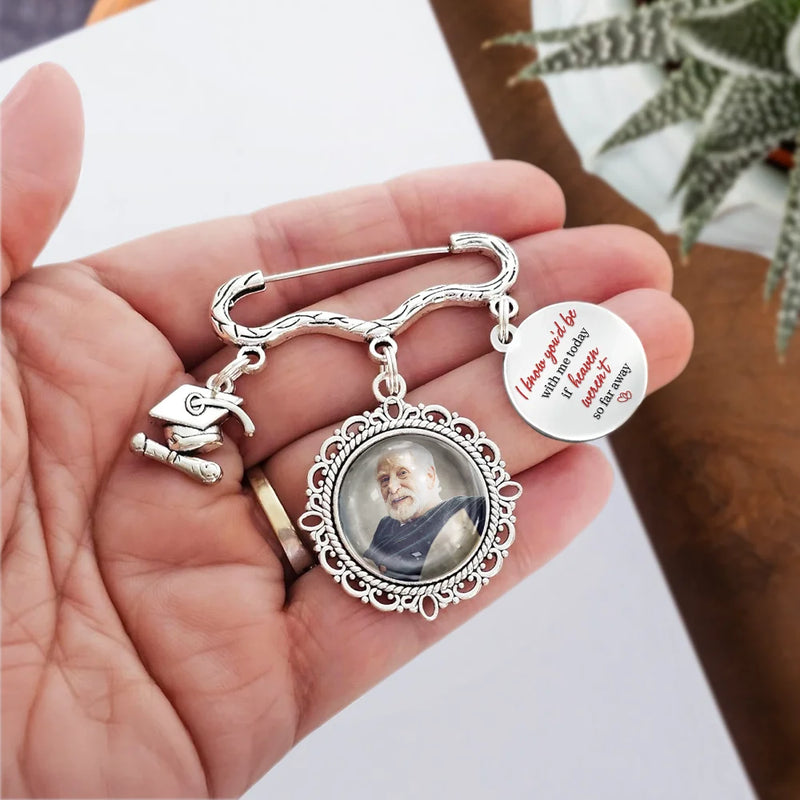 Wedding,Memorial,Family,Love,Non-Eng,Photo - Custom Photo On Your Wedding Day Know That My Heart Is There - Personalized Graduation Lapel Pin