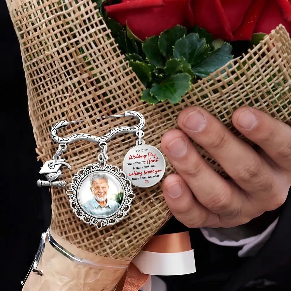 Wedding,Memorial,Family,Love,Non-Eng,Photo - Custom Photo On Your Wedding Day Know That My Heart Is There - Personalized Graduation Lapel Pin