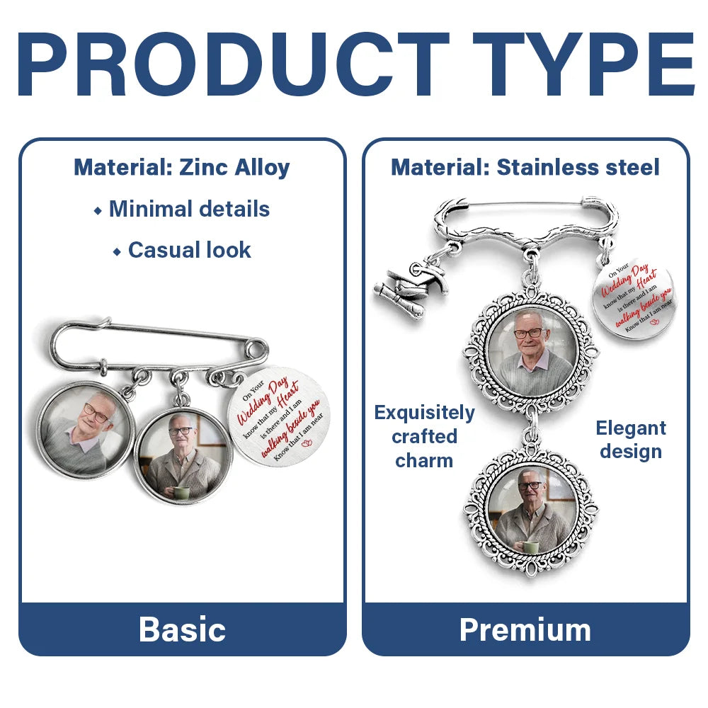 Wedding,Memorial,Family,Love,Non-Eng,Photo - Custom Photo On Your Wedding Day Know That My Heart Is There - Personalized Graduation Lapel Pin