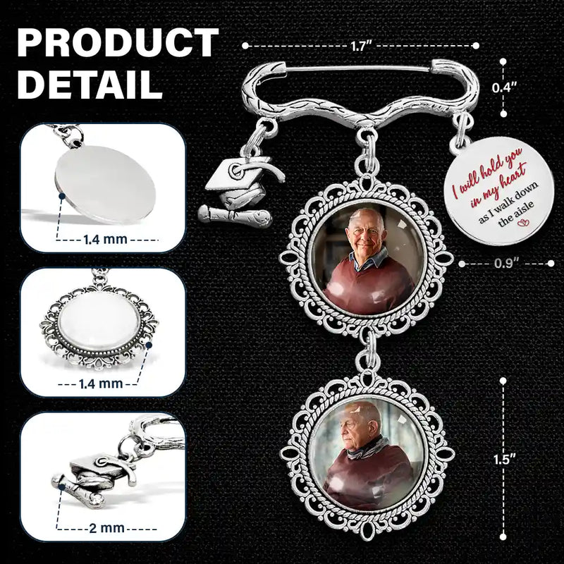 Wedding,Memorial,Family,Love,Non-Eng,Photo - Custom Photo On Your Wedding Day Know That My Heart Is There - Personalized Graduation Lapel Pin