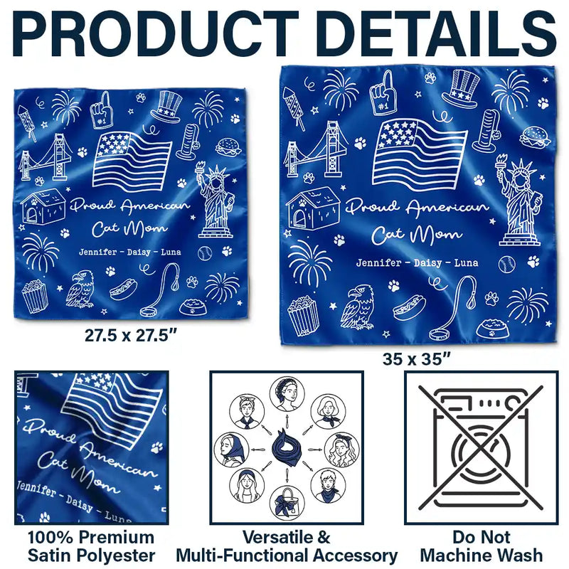 Gift For Yourself,Gift For Women,Happy,Independence Day,America 250th,Pet Mom,Dog Mom,Cat Mom,Playful - Proud American Dog Cat Mom Celebrating - Personalized Scarf