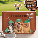 Gift For Men,Golf,Pet Lovers,Dog Lovers,Dog Dad,Cat Lovers,Cat Dad,Custom Photo,Dad's Hobby,Non-Eng,Photo,Icon,Playful - Custom Photo Best Dog Cat Dad By Par For Pet Lovers, Golf Lovers - Personalized Leather Golf Bag