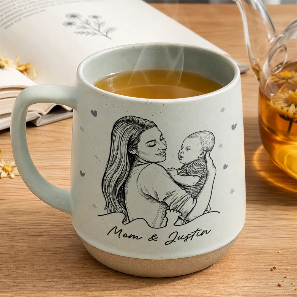 Custom Photo, Art Design, Gift For Father, New Dad, Adorable, Photo - Pencil Sketch - Bold-Custom Photo The Moment You Became My Dad Pencil Sketch For Him, Husband - Personalized Conical Mug