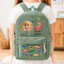 Back To School,Gift For Kids,Adorable,Monogram - Monogram Back To School Kids Kind Capable Affirmations - Personalized Corduroy Backpack