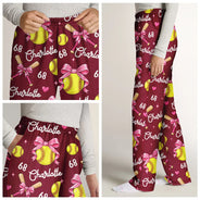 Top Market,Gifts For Her,Christmas,Softball,Gift For Yourself,Gift For Women,Icon,Happy - Coquette Bow Softball Player Softball Team Gift - Personalized Pajama Pants