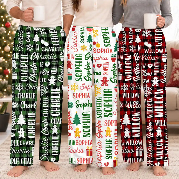Matching Christmas Gift For Family - Personalized Member Names Pajama Pants