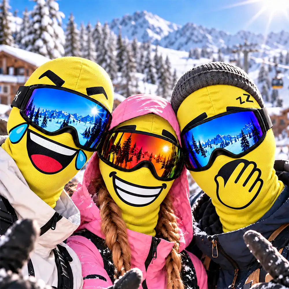 Christmas,Humorous,Icon,Skiing - Winter Skier, Biker Gag Gift For Friends, Bestie - Personalized Funny Emotion Face Balaclava Face Mask