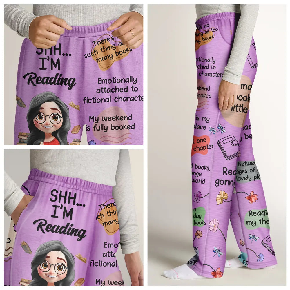 Christmas,Cozy,Gift For Yourself,Gifts For Her,Gifts For Him,Reading,Vector - Gift For Book Lovers - Personalized Do Not Disturb Pajama Pants
