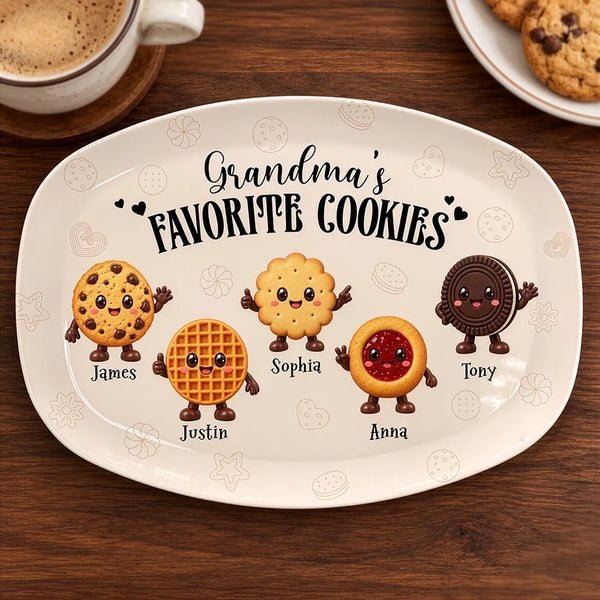 Gift For Grandma - Personalized Grandkids Names Cookies Plate