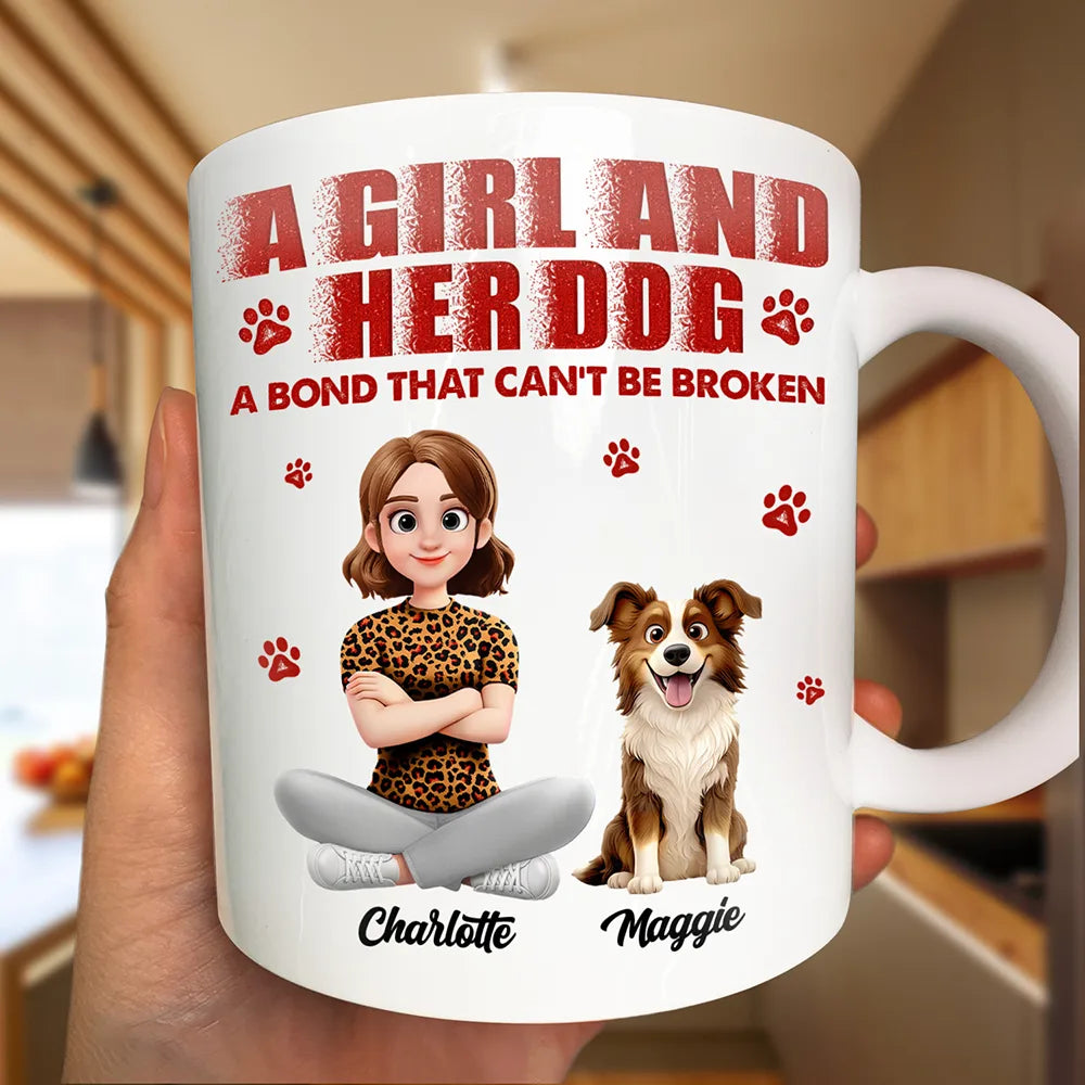 Dog Mom,Gift For Mother,Gifts For Her,Happy,Pet Lovers,Top Market,Vector - Gift For Pet Lovers - Personalized A Girl And Her Dog Mug
