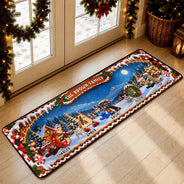 Christmas,Family,Happy,Vector - Gift For Family - Personalized Names And Characters Iced Cookie Initial Letters Runner Rug