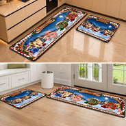 Christmas,Family,Happy,Vector - Gift For Family - Personalized Names And Characters Iced Cookie Initial Letters Runner Rug
