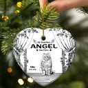 Christmas,Cat Lovers,Cat Mom,Cat Dad,Sad - Chinoiserie Toile Cat Sitting On The Windowsill - Personalized Heart Ceramic Ornament