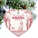 Christmas,Cat Lovers,Cat Mom,Cat Dad,Sad - Chinoiserie Toile Cat Sitting On The Windowsill - Personalized Heart Ceramic Ornament