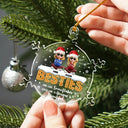 Christmas,Gift For Bestie,Happy - Besties Are Like Snowflakes Shining Together - Personalized Snowflakes Shaped Glass Ornament
