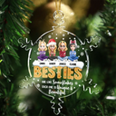 Christmas,Gift For Bestie,Happy - Besties Are Like Snowflakes Shining Together - Personalized Snowflakes Shaped Glass Ornament