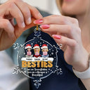 Christmas,Gift For Bestie,Happy - Besties Are Like Snowflakes Shining Together - Personalized Snowflakes Shaped Glass Ornament