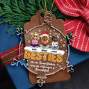 Christmas,Gift For Bestie,Happy - Besties Are Like Snowflakes Shining Together - Personalized Snowflakes Shaped Glass Ornament