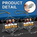 Christmas,Gift For Bestie,Happy - Besties Are Like Snowflakes Shining Together - Personalized Snowflakes Shaped Glass Ornament