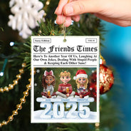 Gift For Bestie,Gift For Sisters,Happy,Christmas - 3D Effect Sitting Besties Here's To Another Year Of Us - Personalized Custom Shaped Acrylic Ornament