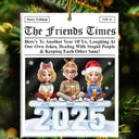 Gift For Bestie,Gift For Sisters,Happy,Christmas - 3D Effect Sitting Besties Here's To Another Year Of Us - Personalized Custom Shaped Acrylic Ornament