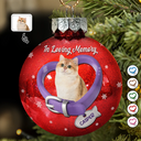 Christmas,Sad,Memorial,Cat Lovers - Custom Photo Heart-Shaped Collar With Fish Charm For Cat Lovers - Personalized Ball Ornament
