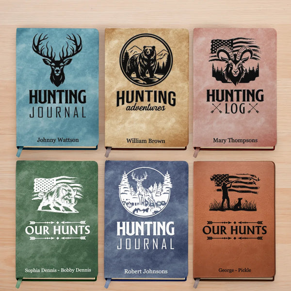 Gift For Men,Gift For Husband,Gift For Boyfriend,Gift For Uncle,Gift For Grandpa,Gift For Father,Gift For Son,Gift For Brothers,Hunting - Hunting Adventures Journal Log Gift For Hunting Lovers - Personalized Leather Journal