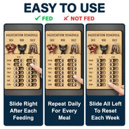 Pet Lovers,Pet Mom,Pet Dad,Pet Couple,Dog Lovers,Dog Mom,Dog Dad,Cat Lovers,Cat Mom,Cat Dad - Funny Dog Cat Feeding And Medication Tracker - Personalized Wooden Pet Feeding Reminder