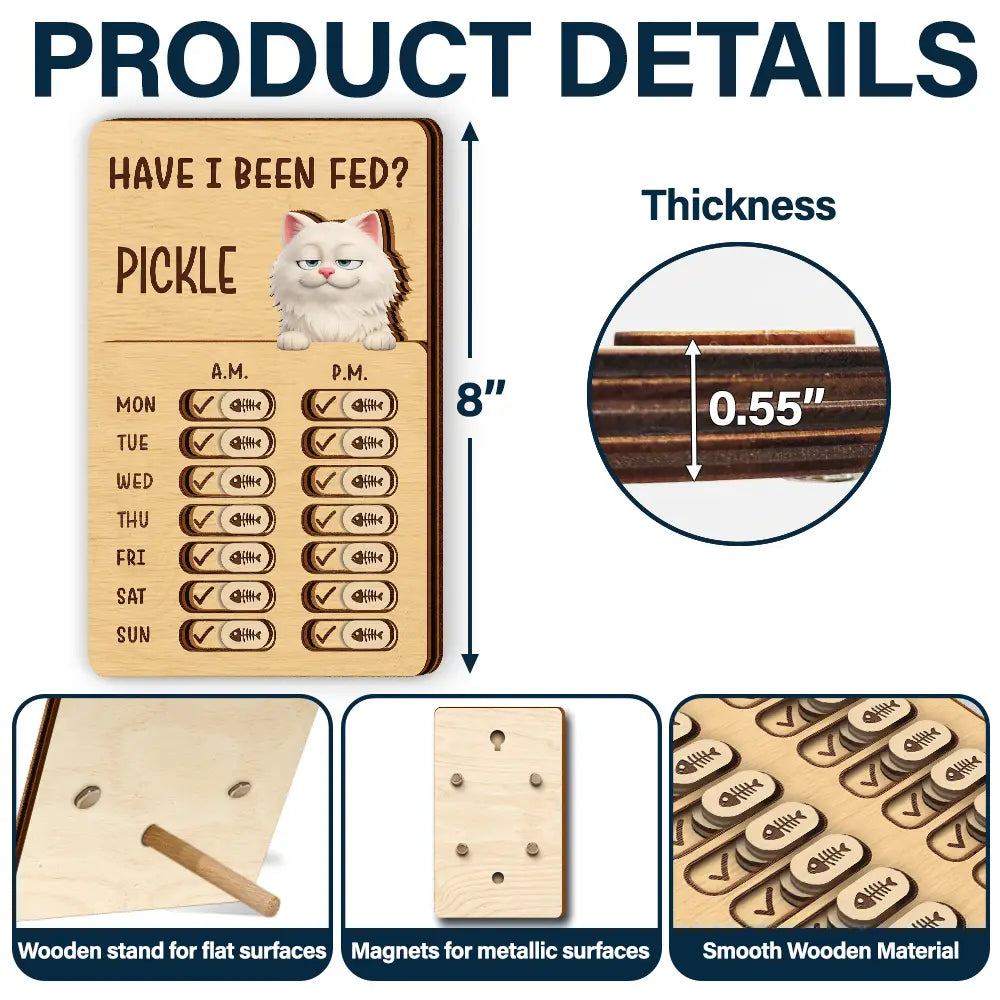 Pet Lovers,Pet Mom,Pet Dad,Pet Couple,Dog Lovers,Dog Mom,Dog Dad,Cat Lovers,Cat Mom,Cat Dad - Funny Dog Cat Feeding And Medication Tracker - Personalized Wooden Pet Feeding Reminder