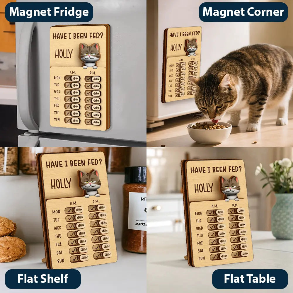Pet Lovers,Pet Mom,Pet Dad,Pet Couple,Dog Lovers,Dog Mom,Dog Dad,Cat Lovers,Cat Mom,Cat Dad - Funny Dog Cat Feeding And Medication Tracker - Personalized Wooden Pet Feeding Reminder