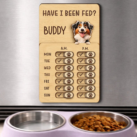 Funny Dog Cat Feeding And Medication Tracker - Personalized Wooden Pet Feeding Reminder