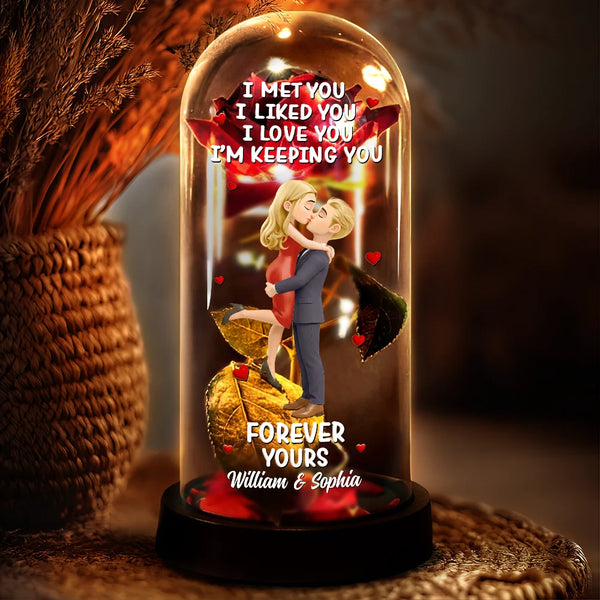 Gift For Couples,Gift For Husband,Gift For Wife,Gift For Boyfriend,Gift For Girlfriend,LGBT,Love - Forever Yours 3D Effect Flannel Standing Couple - Personalized Everlasting Rose Dome Lamp