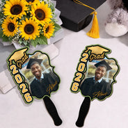 Graduation,Gift For Yourself,Gift For Women,Gift For Men,Gift For Daughter,Gift For Son,Gift For Sisters,Gift For Brothers,Gift For Bestie,Gift For Sibling,Happy - Custom Photo Congrats Graduation With Team School's Logo - Personalized Graduation Handheld Fan