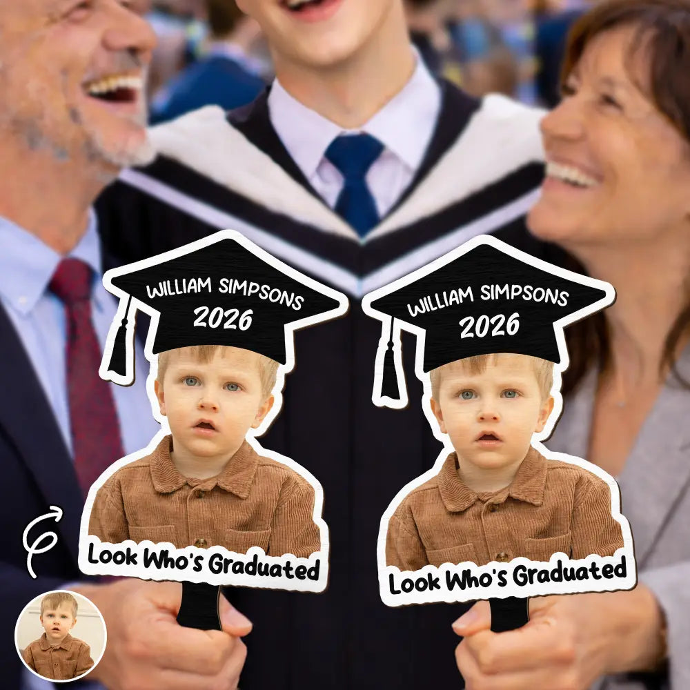 Custom Photo Look Who's Graduated - Personalized Graduation Handheld Fan