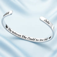 Graduation,Gift For Daughter,Dad - Daughters (Adult),Mom - Daughters (Adult),Mom - Sons,Gift For Son,Dad - Sons,Happy - She Believed She Could So She Did Graduation - Personalized Bangle Bracelet Cuff