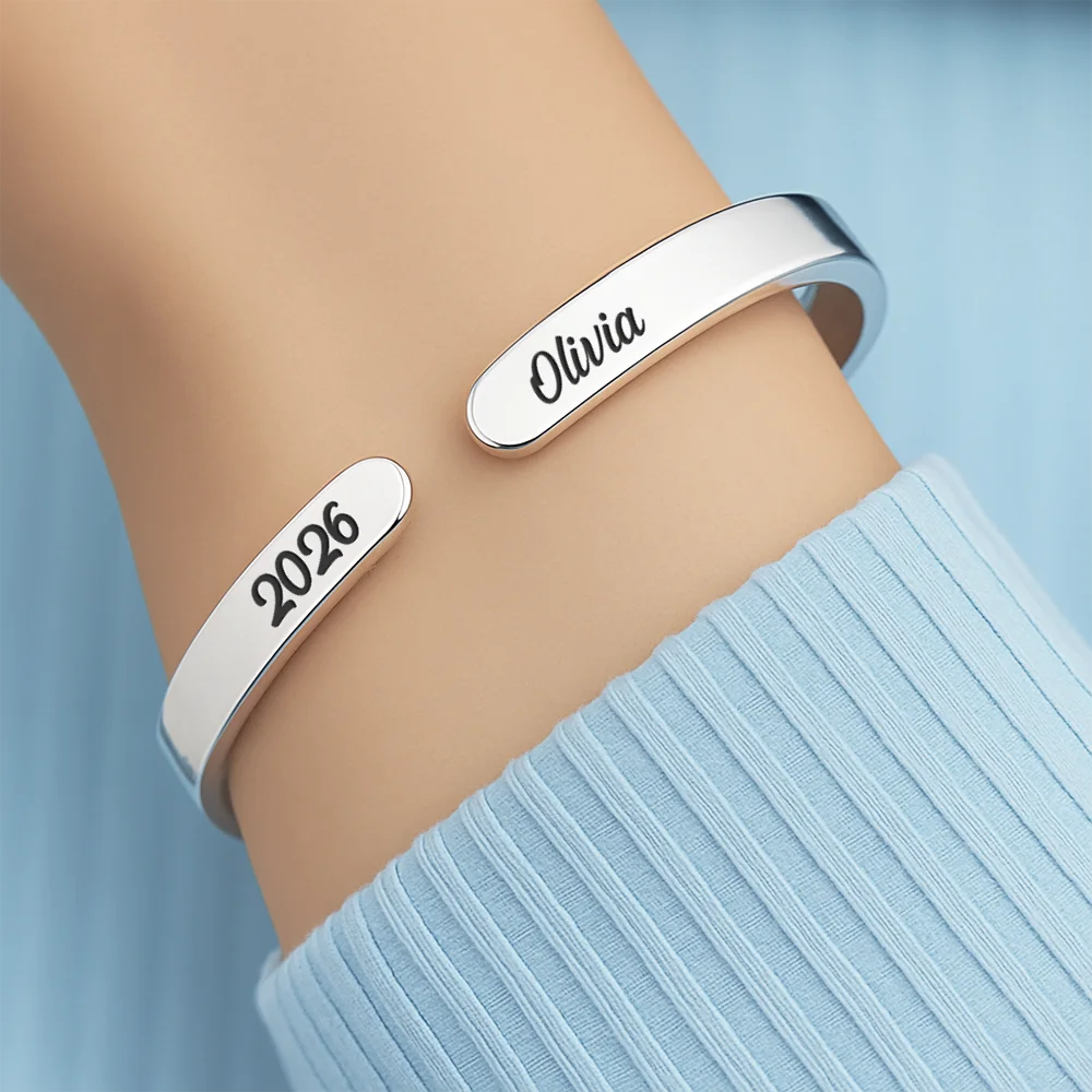 Graduation,Gift For Daughter,Dad - Daughters (Adult),Mom - Daughters (Adult),Mom - Sons,Gift For Son,Dad - Sons,Happy - She Believed She Could So She Did Graduation - Personalized Bangle Bracelet Cuff