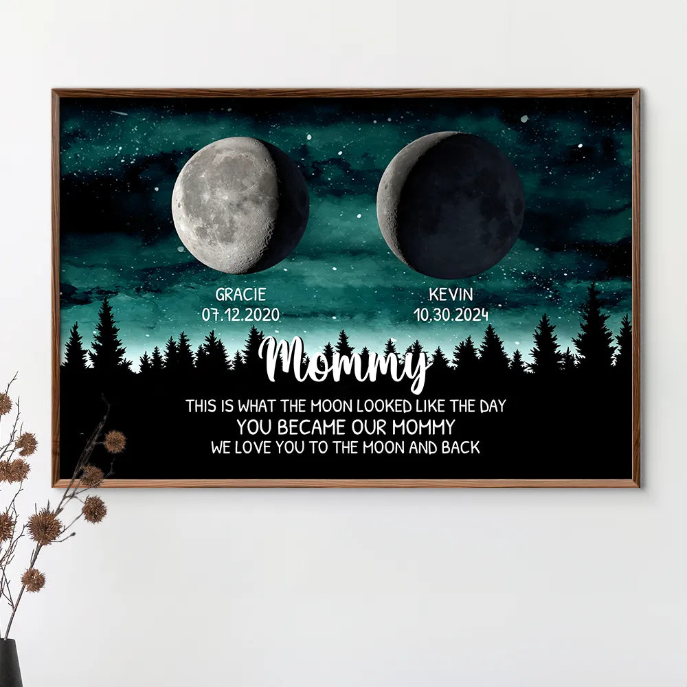 Gift For Mother,Mom - Children,Happy,New Mom,New baby - Moon Phase This Is What The Moon Looked Like - Personalized Poster