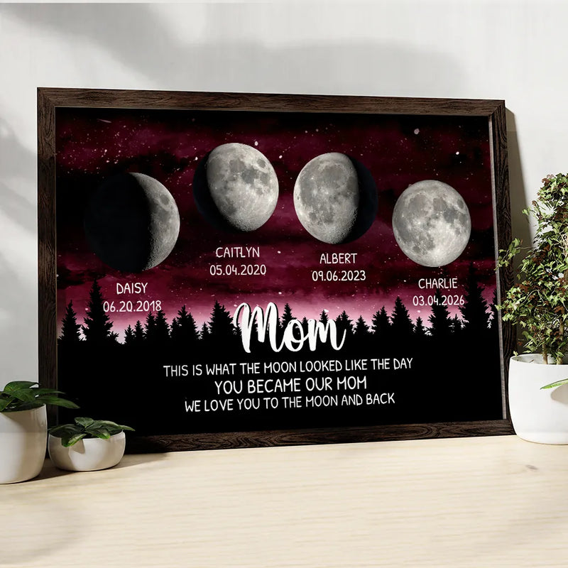 Gift For Mother,Mom - Children,Happy,New Mom,New baby - Moon Phase This Is What The Moon Looked Like - Personalized Poster