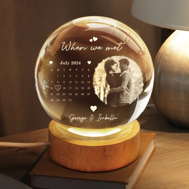 Custom Photo,Gift For Couples,Gift For Husband,Gift For Wife,Gift For Boyfriend,Gift For Girlfriend,Happy,Non-Eng,Photo,Calendar - Custom Photo Calendar The Day Our Journey Began - Personalized Crystal Globe Lamp