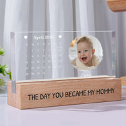 New Dad,New Mom,New baby,Gift For Father,Gift For Mother,Happy,Calendar - Calendar The Day You Became My Dad Mom Holding Hands - Personalized Rectangle LED Light