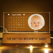 New Dad,New Mom,New baby,Gift For Father,Gift For Mother,Happy,Calendar - Calendar The Day You Became My Dad Mom Holding Hands - Personalized Rectangle LED Light