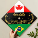 Graduation,Happy,Gift For Yourself,Gift For Daughter,Gift For Son,Gift For Bestie,Icon - Two Country Flags - Personalized Graduation Cap Topper