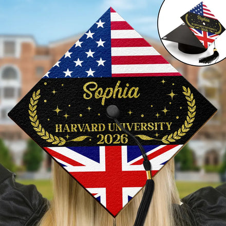 Two Country Flags - Personalized Graduation Cap Topper