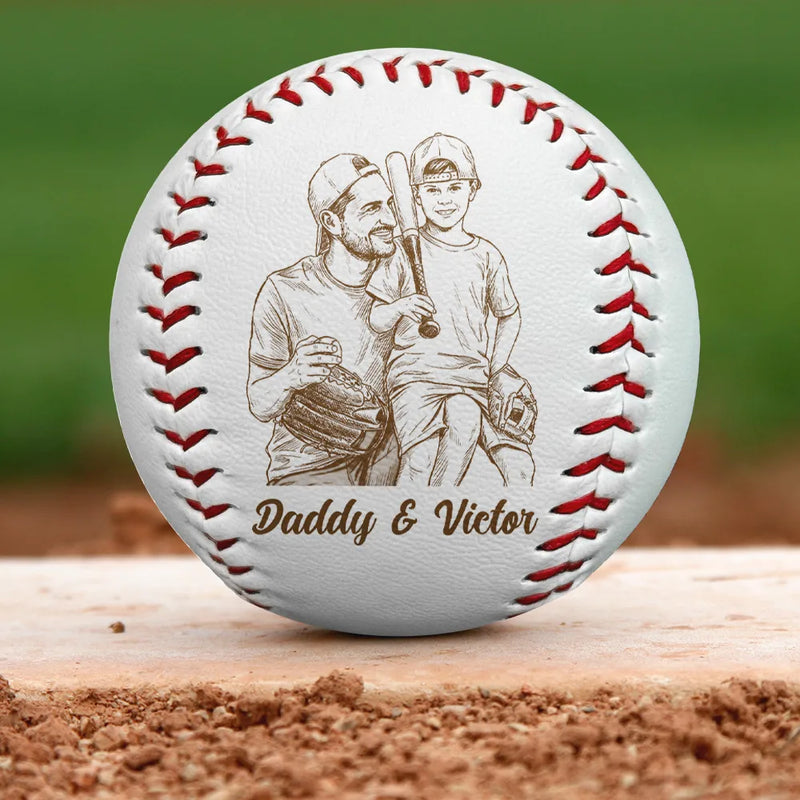 Custom Photo,Baseball,Sport Dad,Gift For Father,Dad - Sons,Photo - Pencil Sketch,Proud - Custom Photo Pencil Sketch Baseball We Hit A Homerun - Personalized Baseball, Softball
