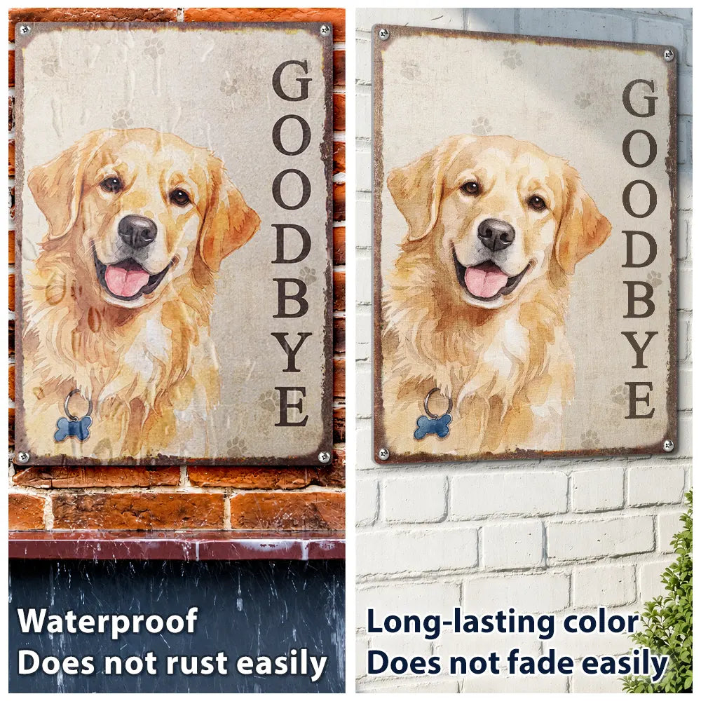 Art Design,Pet Lovers,Photo - Watercolor - Remove BG,Happy - Custom Photo Realistic Watercolor Art Hello Welcome Lovely Pet Portrait - Personalized Classic Metal Signs