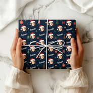 Art Design,Christmas,Custom Photo,Gift For Kids,Happy,Photo - Cut Face Santa Hat,Top Market - Christmas Gift For Kids - Personalized Face With Santa Hat Wrapping Paper