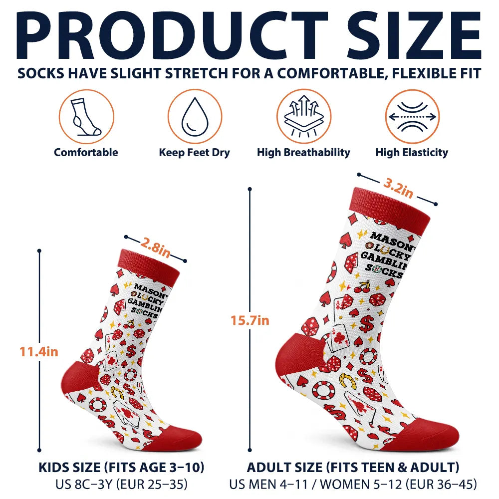 Christmas,Custom Text,Gift For Yourself,Gifts For Her,Gifts For Him,Happy,Top Market - Gift For Gambling Poker Lovers - Personalized Lucky Socks