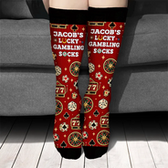 Christmas,Custom Text,Gift For Yourself,Gifts For Her,Gifts For Him,Happy,Top Market - Gift For Gambling Poker Lovers - Personalized Lucky Socks