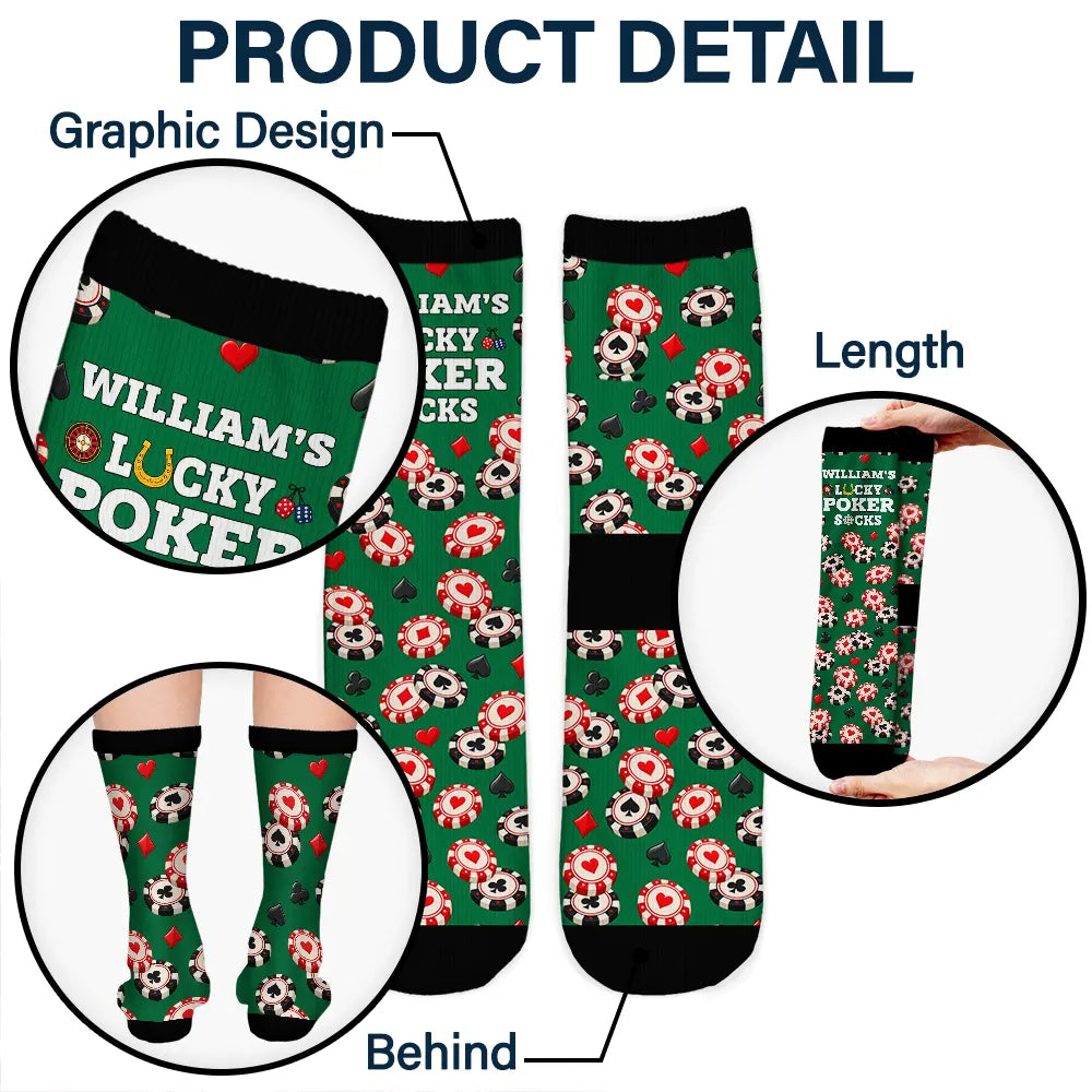 Christmas,Custom Text,Gift For Yourself,Gifts For Her,Gifts For Him,Happy,Top Market - Gift For Gambling Poker Lovers - Personalized Lucky Socks